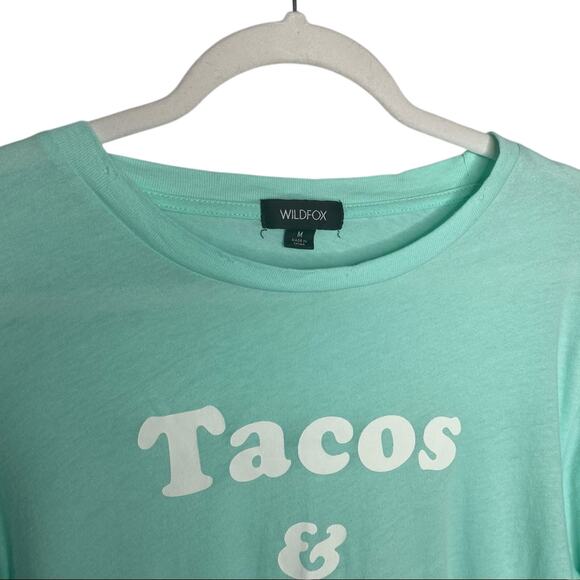 Wildfox Tacos & Margs Happy Hour Keke Short Sleeve Graphic T-Shirt Medium Green - Picture 6 of 8